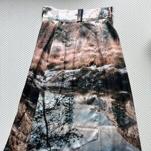 House of Sunny Nature scene asymmetric midi skirt